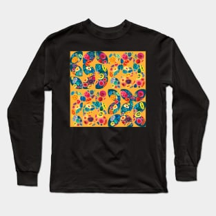 70s vibes retro pattern in semicircles, watercolor Long Sleeve T-Shirt